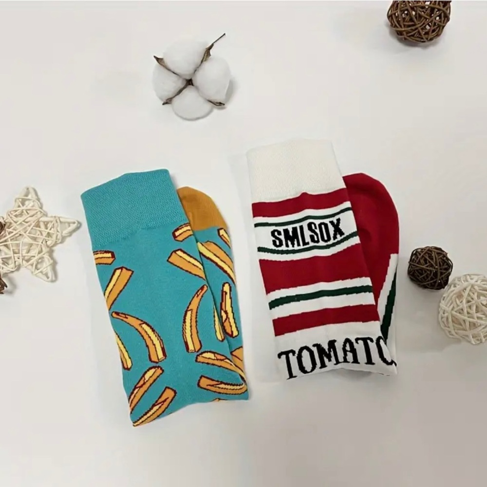 Fríes & Ketchup Pattern Socks NIP